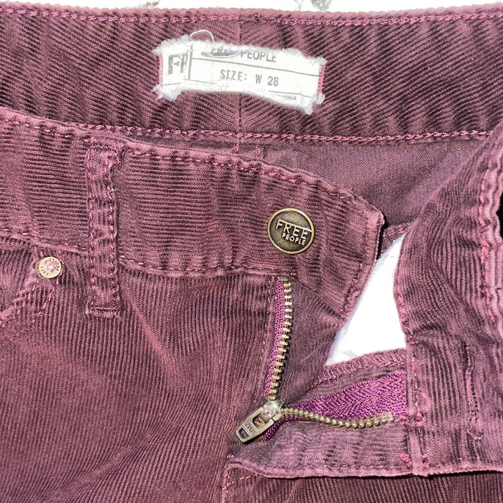 Free People Stretch Low-Rise Skinny Corduroy Maroon 28 - Picture 5 of 13